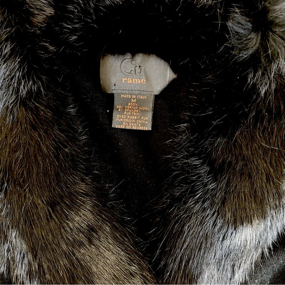 Y2K Crop Wrap Cardigan with Rabbit Fur Collar - Picture 3 of 3